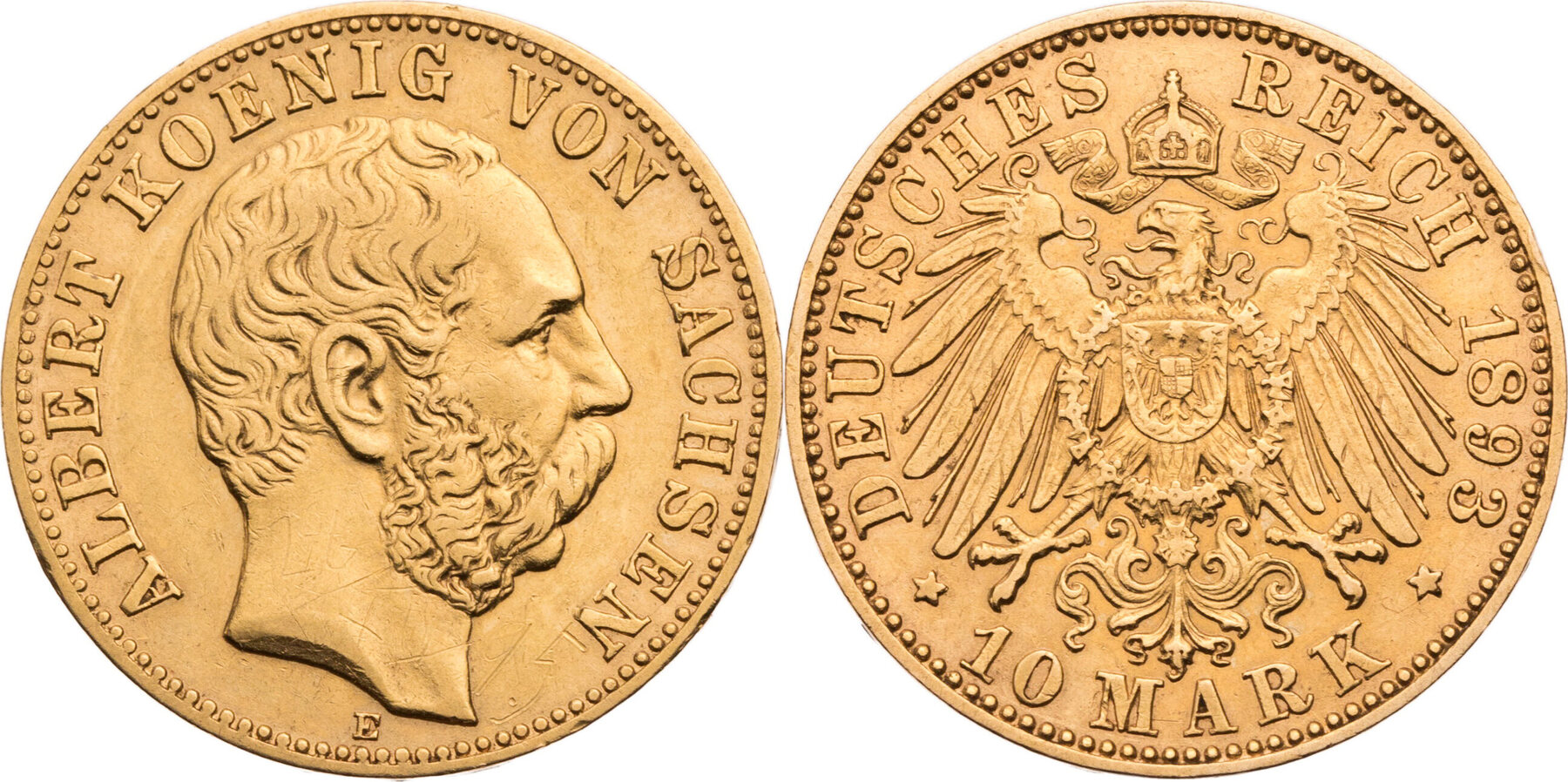 Kaiserreich Sachsen 10 Mark 1893 E Albert 1873 1902 Kursmünze