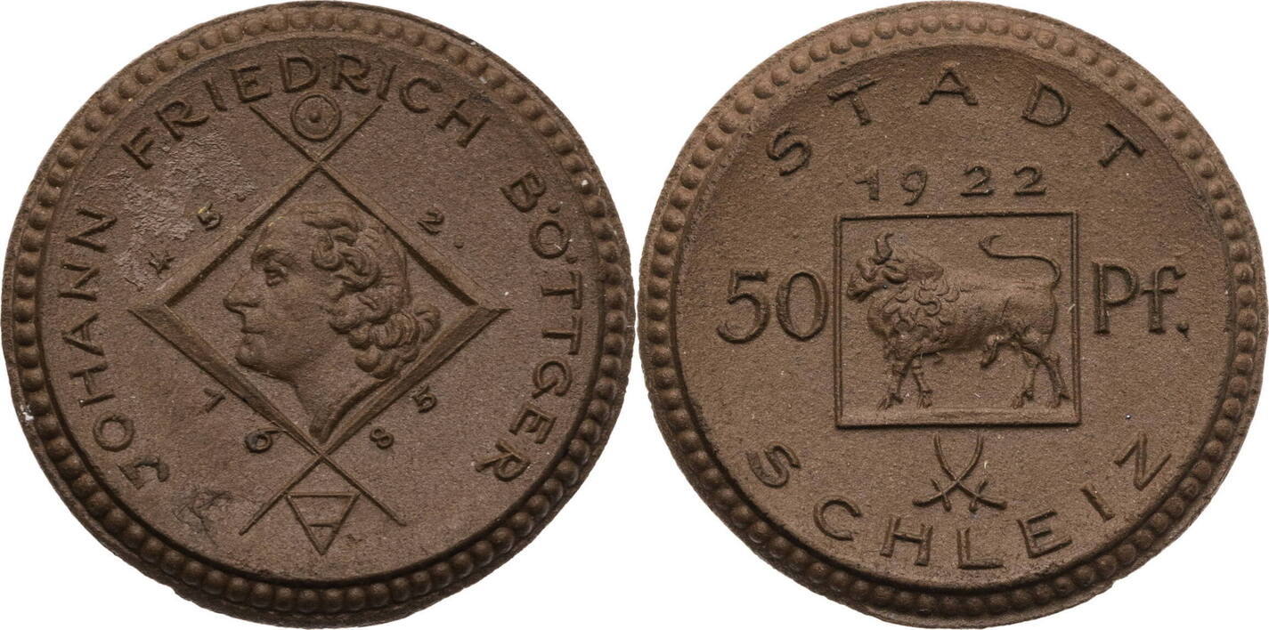 Schleiz Th Ringen Pfennig Notm Nze Aus B Ttgersteinzeug Vz