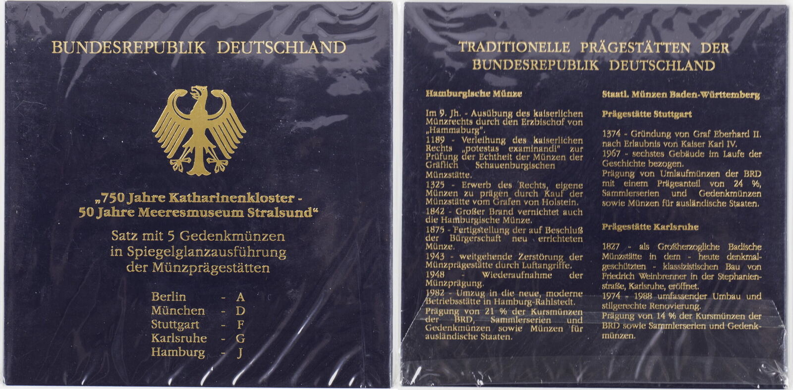 Bundesrepublik Deutschland 50 DM 5 X 10 DM 2001 ADFGJ 750 Jahre