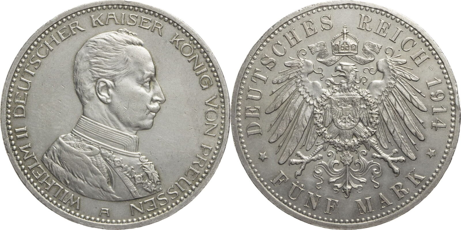 Kaiserreich Preussen 5 Mark 1914 A Wilhelm II 1888 1918 Zum 25