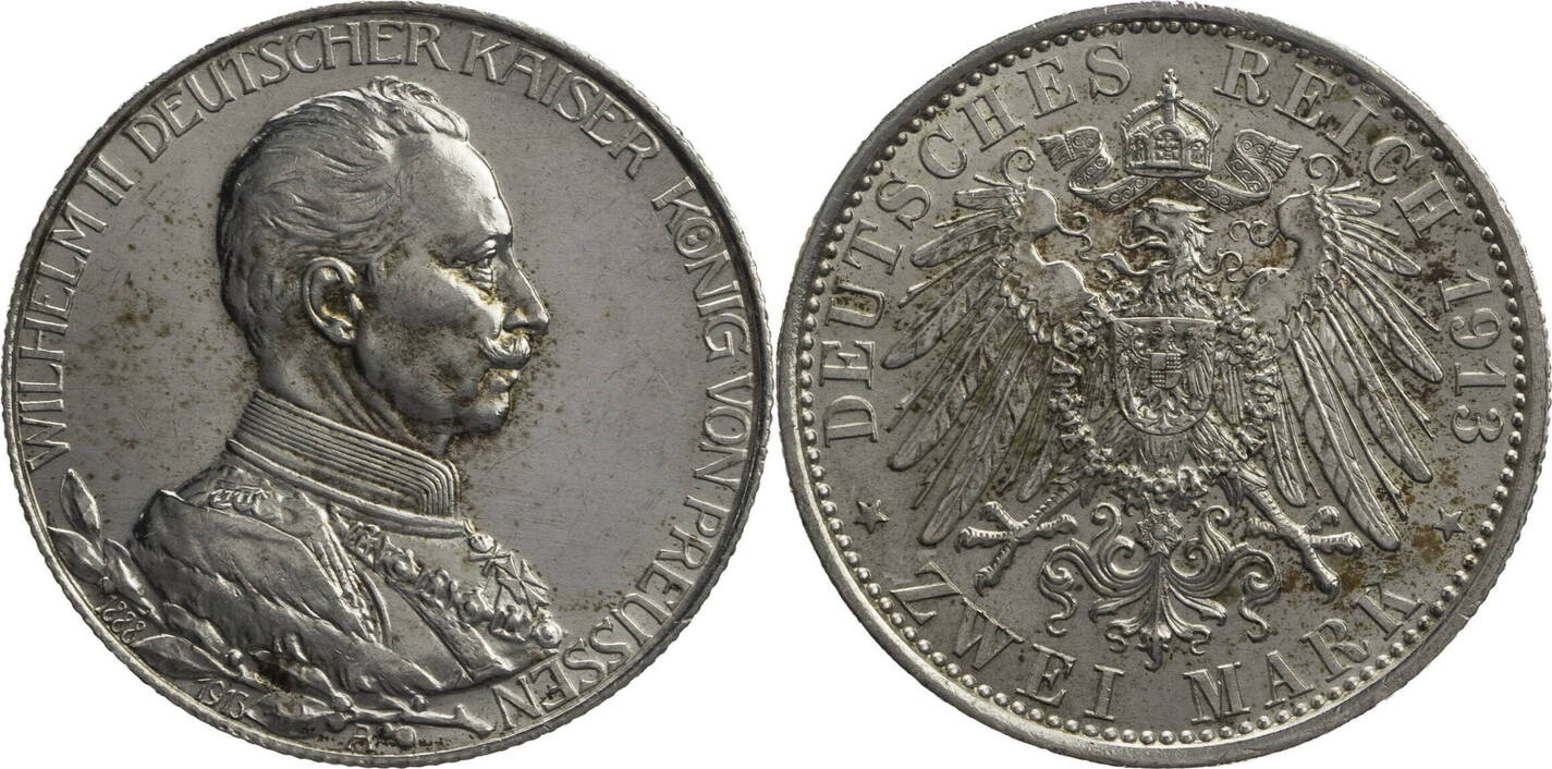 Kaiserreich Preussen 2 Mark 1913 A Wilhelm II 1888 1918 Zum 25