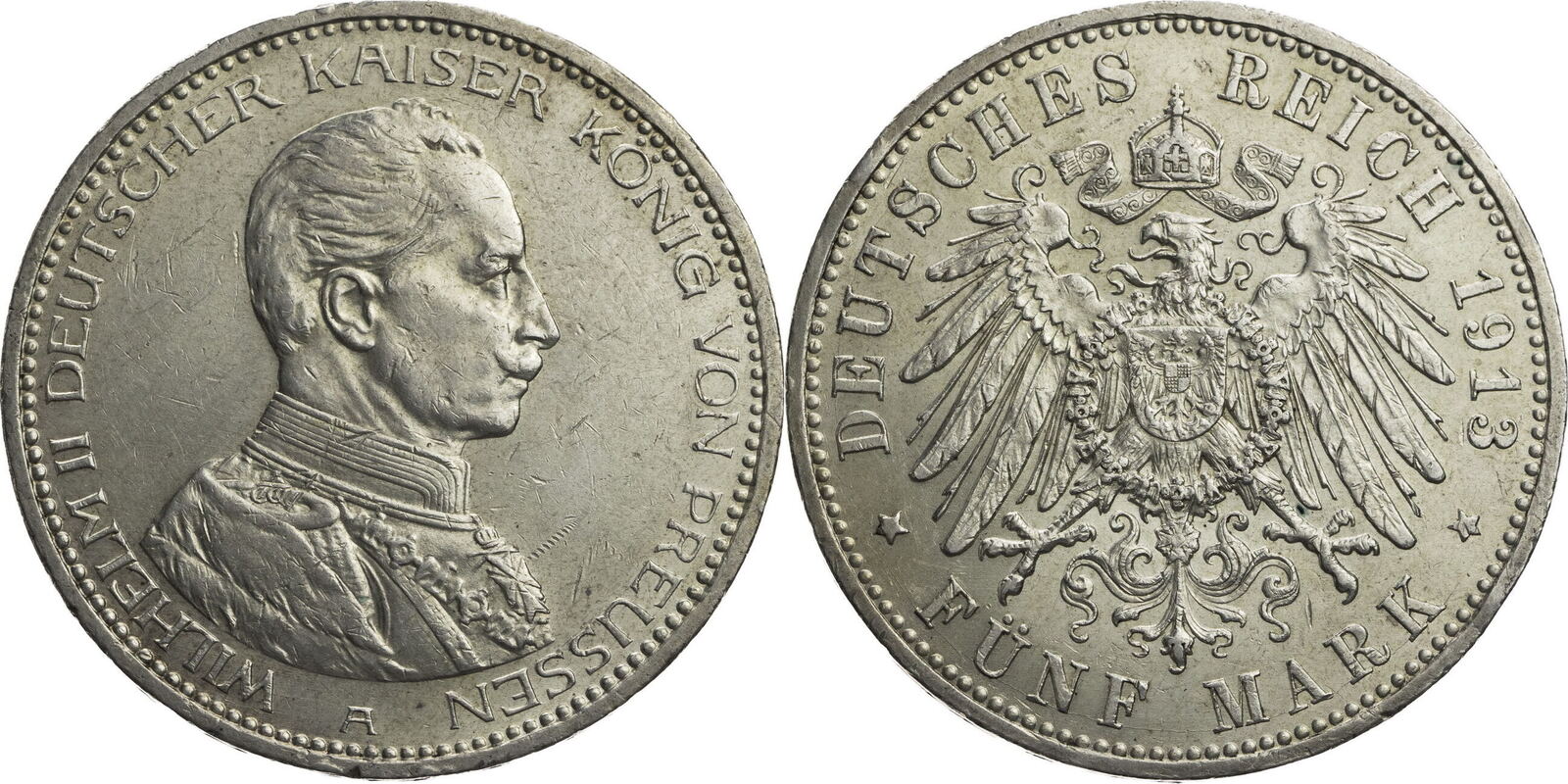 Kaiserreich Preussen 5 Mark 1913 A Wilhelm II 1888 1918 Zum 25