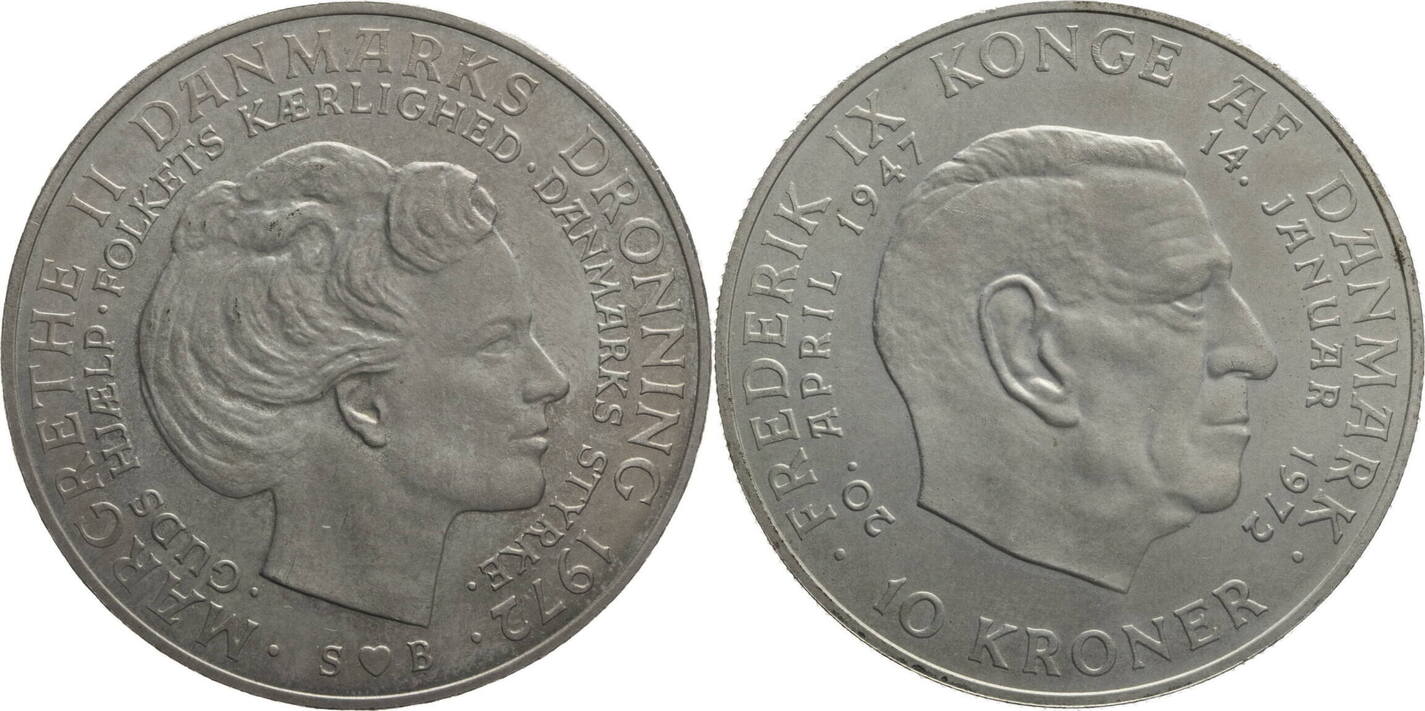 Dänemark 10 Kroner 1972 Margarethe II Auf ihre Tronbesteigung und