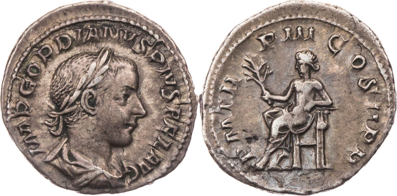 Römische Kaiserzeit Denar 241 243 n Chr Gordianus III Büste