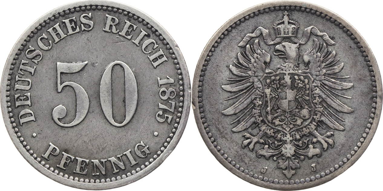 Deutschland Kaiserreich 50 Pfennig 1875 J Kursmünze Kleiner Adler s