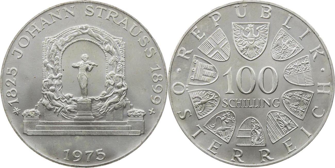 Österreich 100 Schilling 1975 Johann Strauss vz MA Shops