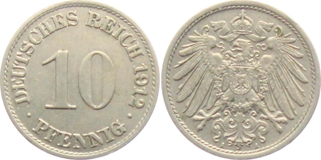 Kaiserreich 1912 A 10 Pfennig großer Adler ss MA Shops