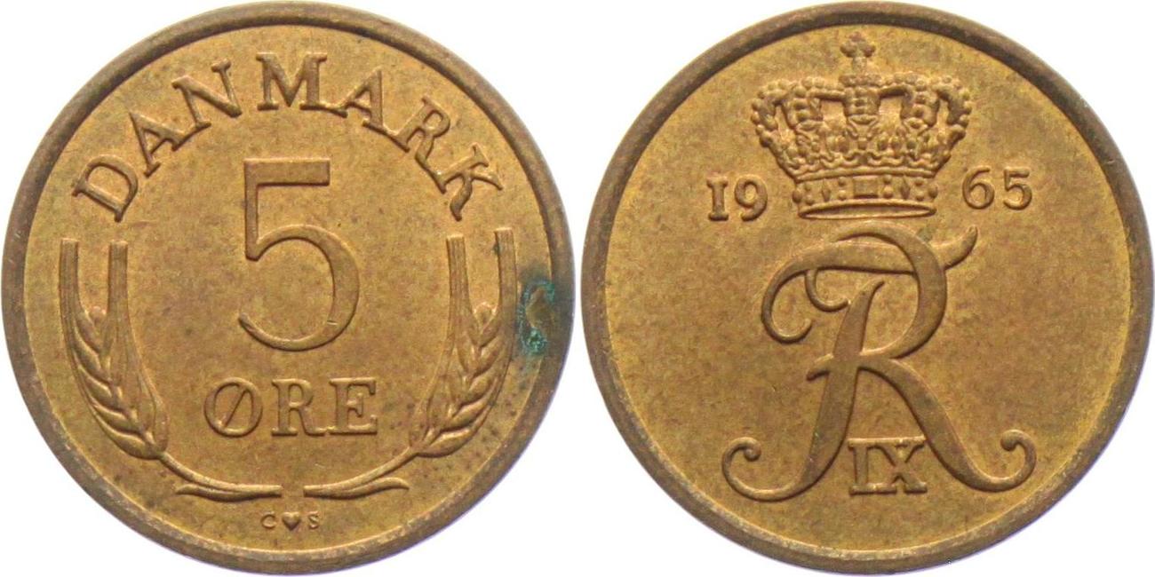 5 Öre 1965 CS Frederik IX von Dänemark 1947 1972 ss vz min kor