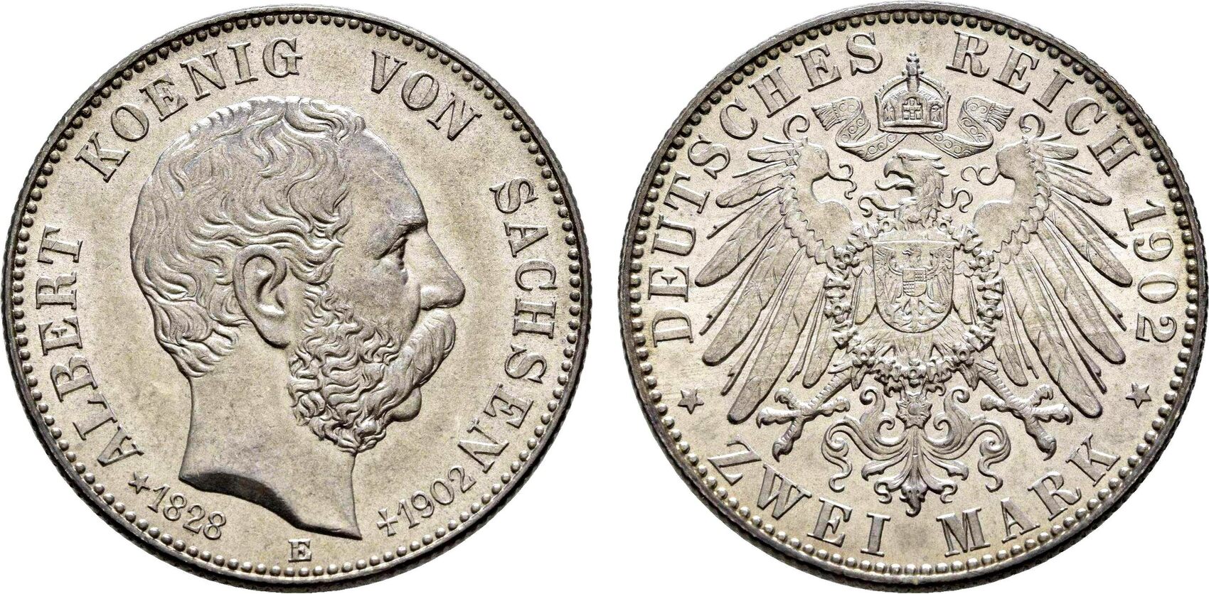 2 Mark 1902 E König Albert von Sachsen 1873 1902 Auf seinen Tod st