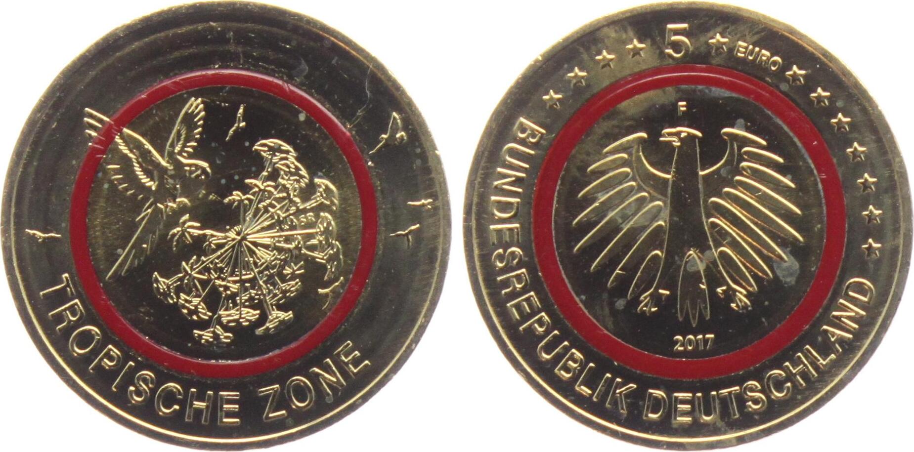 Deutschland Brd Euro F Tropische Zone Mit Rotem Polymerring