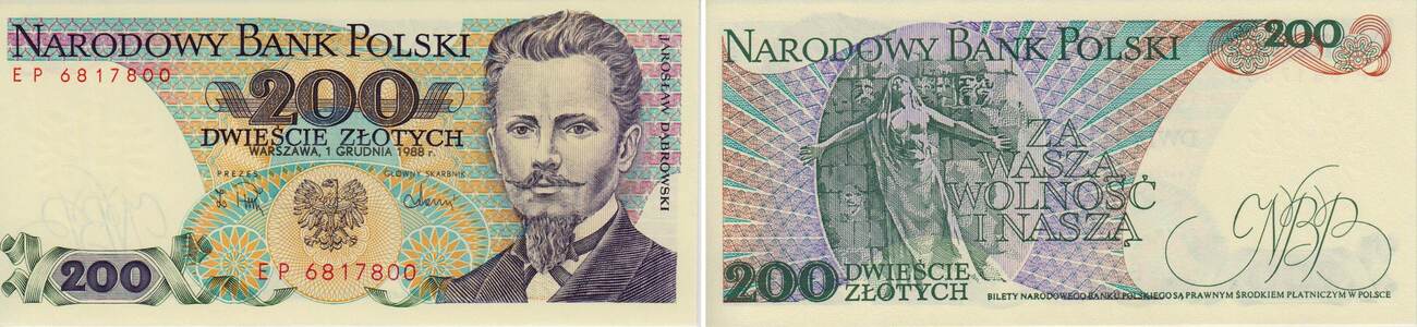 1988 Banknote Polen 1988 200 Zlotych Jaroslaw Dabrowski