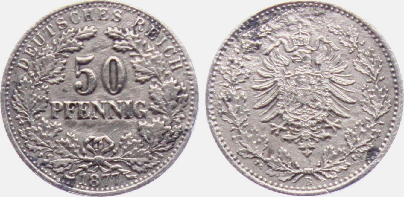 Deutschland Kaiserreich 1877 B 50 Pfennig Kleiner Adler Ss MA Shops