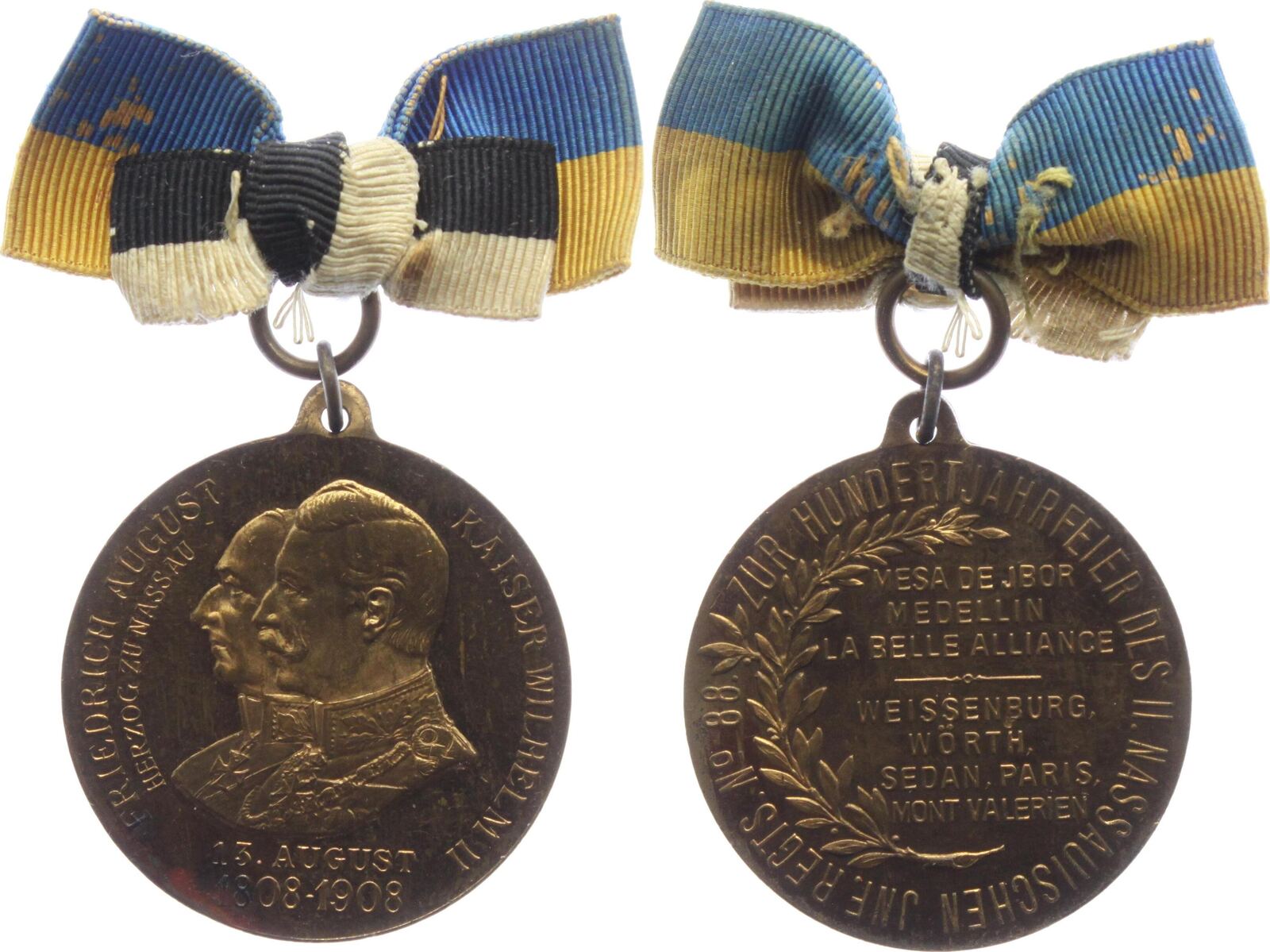 Medaille Mit Ordensband Herzog Friedrich August Zu Nassau Kaiser