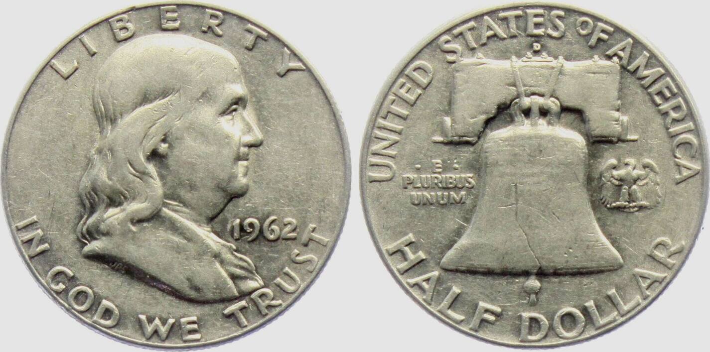 USA 1962 D 1 2 Dollar Franklin 1948 1963 Ss Vz MA Shops