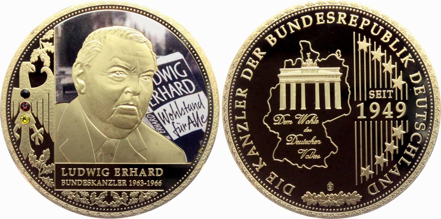 Deutschland Brd Medaille Farbig Bundeskanzler Der Brd