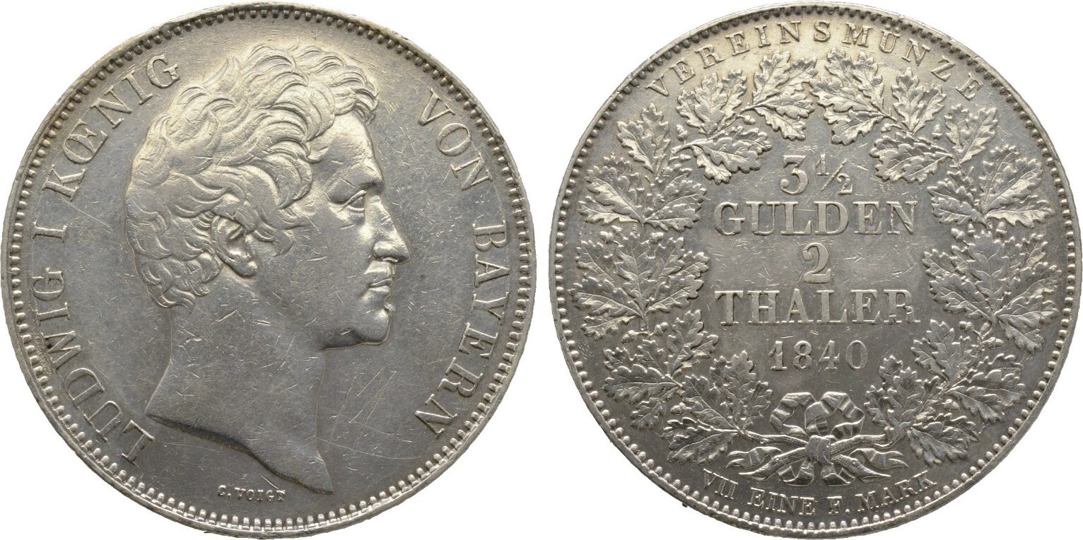 Doppeltaler 1840 Ludwig I Von Bayern 1825 1848 F Vz Kr MA Shops