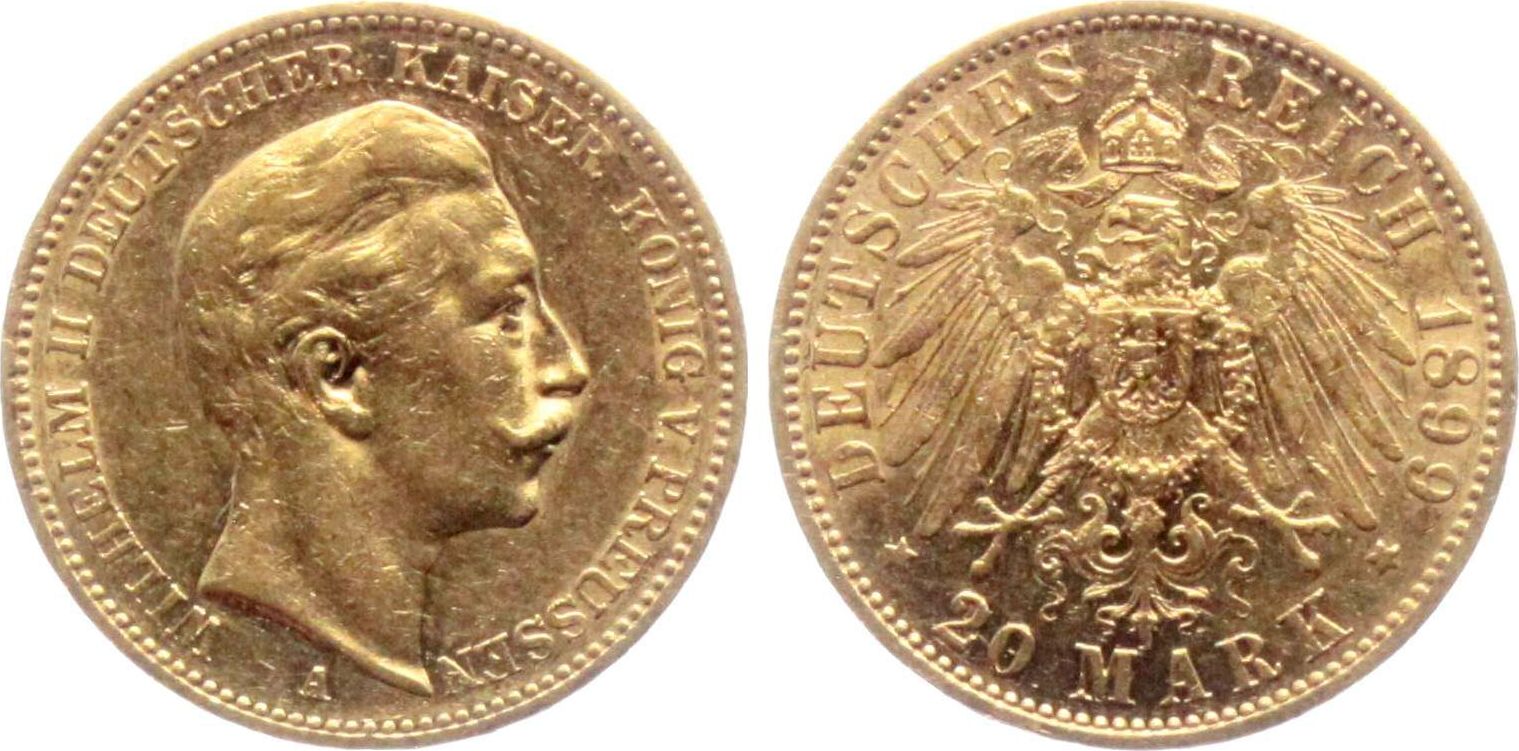 Preussen Kaiserreich 20 Mark 1899 A Kaiser Wilhelm I 1871 1888 Ss