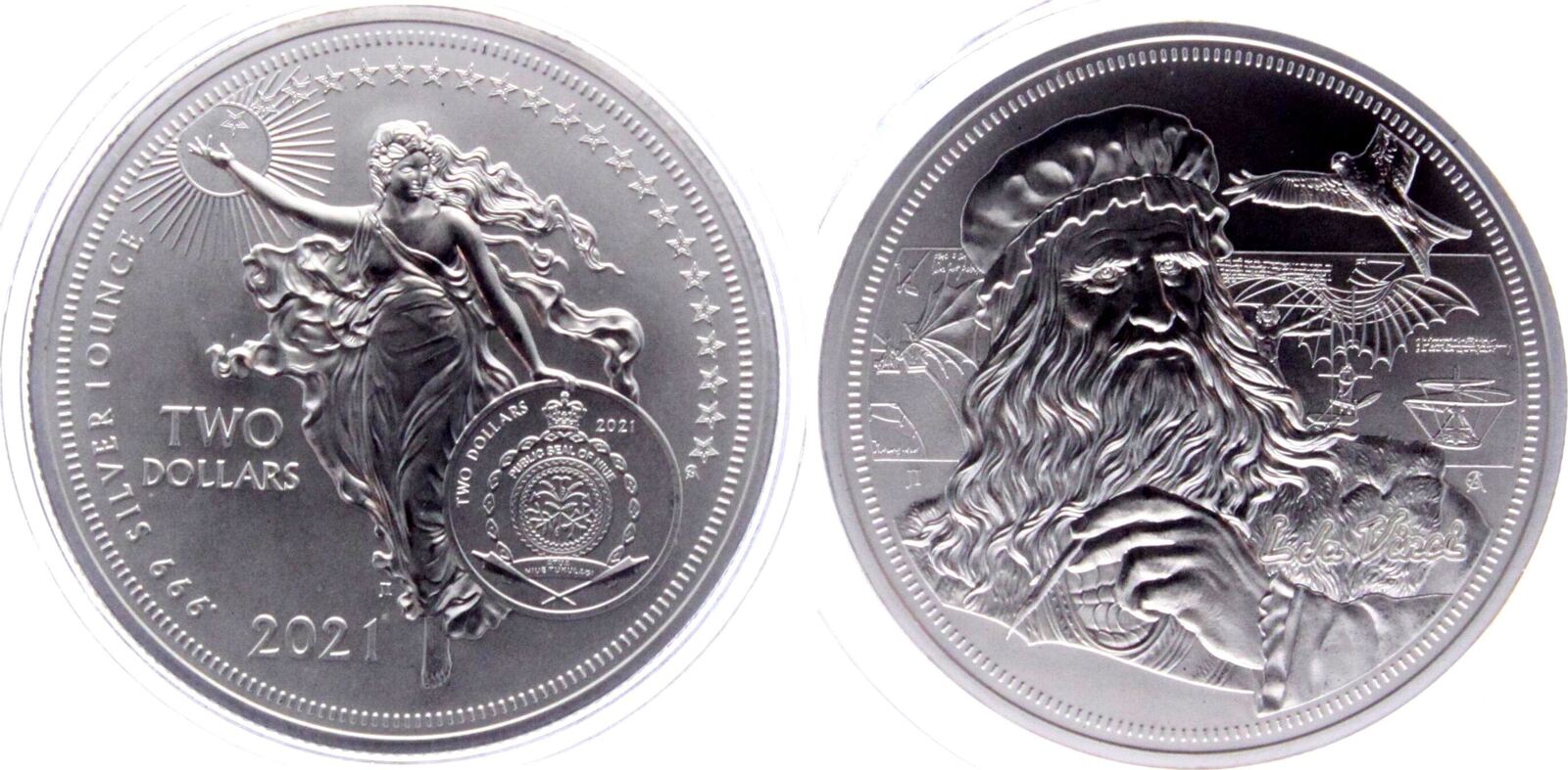 Niue Dollar Leonardo Da Vinci Silberunze St In Kapsel Ma Shops