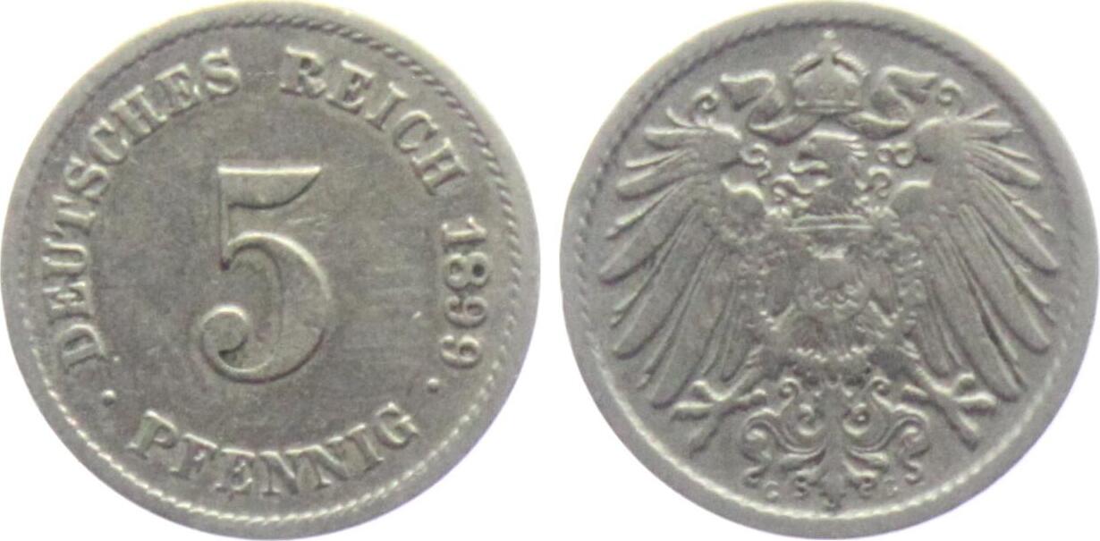 Kaiserreich 1899 G 5 Pfennig großer Adler ss MA Shops