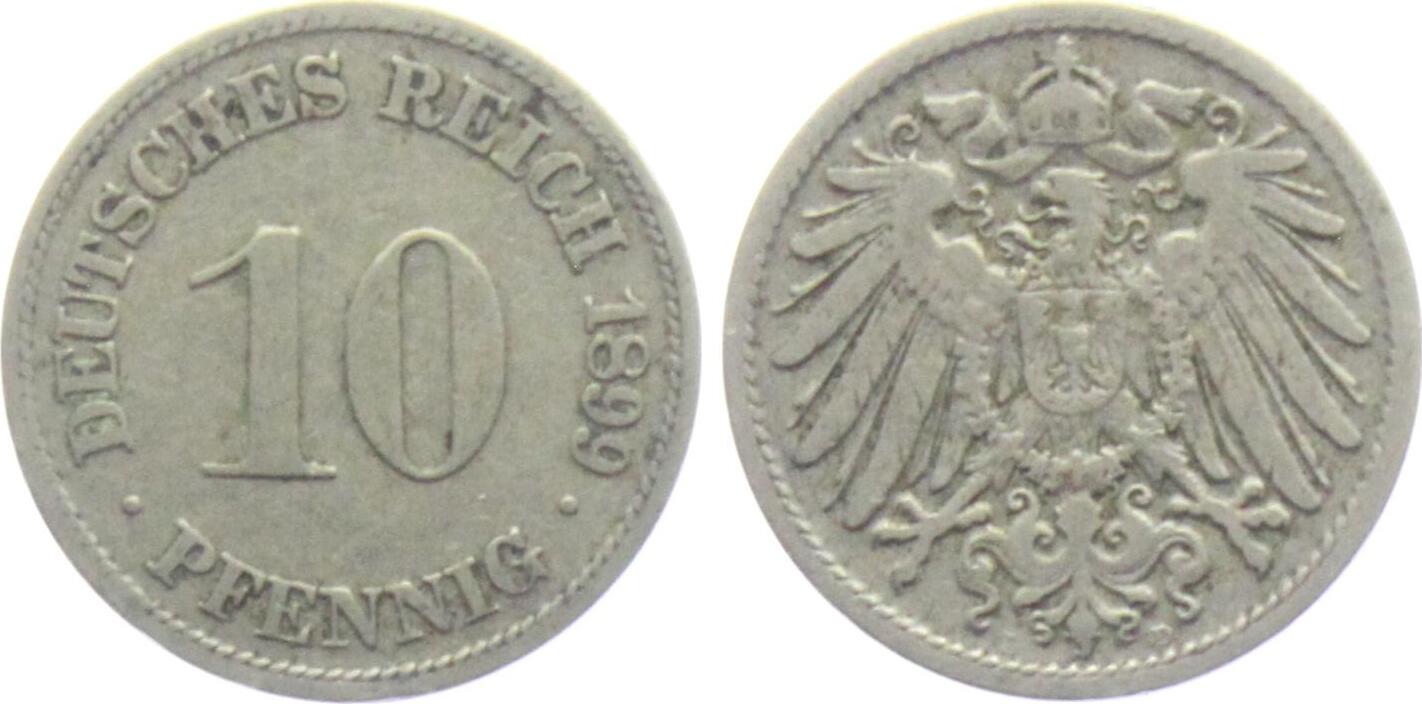 Kaiserreich 1899 D 10 Pfennig großer Adler ss MA Shops