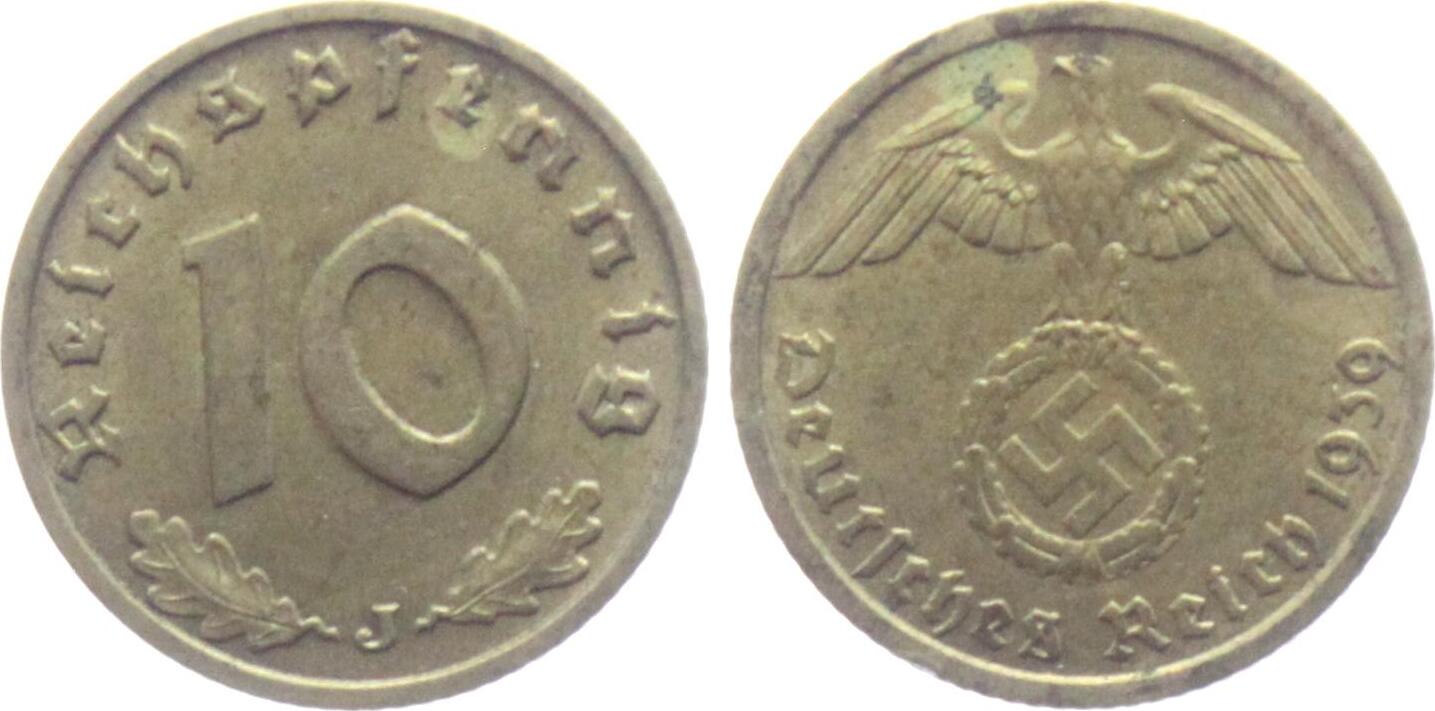 Drittes Reich 1939 J 10 Reichspfennig Mit Hakenkreuz Ss Vz MA Shops