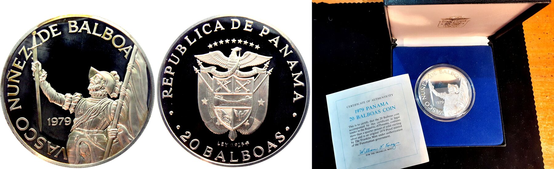 Panama 20 Balboas 1979 Vasco Nunez de Balboa PP in Münzbox mit