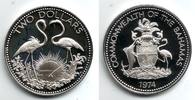 Bahamas 2 Dollar 1974 PP Silbermünze - Fla...