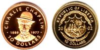 Liberia 10 Dollar 1/25 Unze Goldmünze - Charli Chaplin