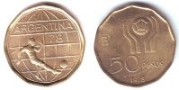 Argentinien 50 Pesos Fußball WM 1978 in Argentinien - Spieler mit Ball