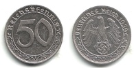 Drittes Reich 50 Pfennig 50 Reichspfennig - mit Hakenkreuz