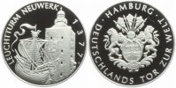 Hamburg Medaille Hamburg - Deutschlands Tor zur Welt - Leuchtturm Neuwerk - Segelschiff