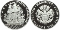 Hamburg Medaille Hamburg - Deutschlands Tor zur Welt - 1669 - Wappen von Hamburg - Segelschiff