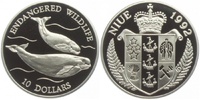 Niue 10 Dollars Bedrohte Tierwelt - 2 Wale - Meerestiere