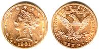 USA 10 Dollar Goldmünze - Liberty/ Cornet Head / Eagle