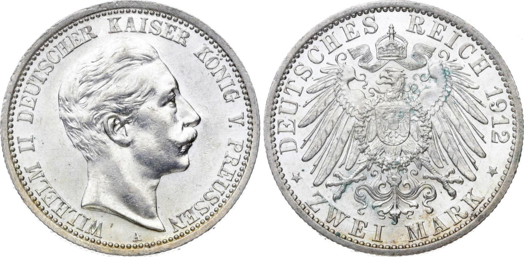 Preußen 2 Mark 1912 A Wilhelm II 1888 1918 Kl Kratzer fast