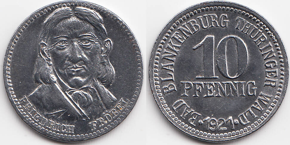 Schwarzburg Rudolstadt 10 Pfennig Blankenburg Bad Eisen 1921 Funck