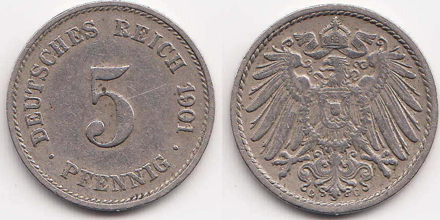 Kaiserreich Pfennig G Gro Er Adler Kupfer Nickel Sehr Sch N