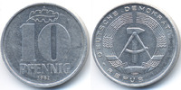 DDR 10 Pfennig Aluminium – Revers Prägeausfall