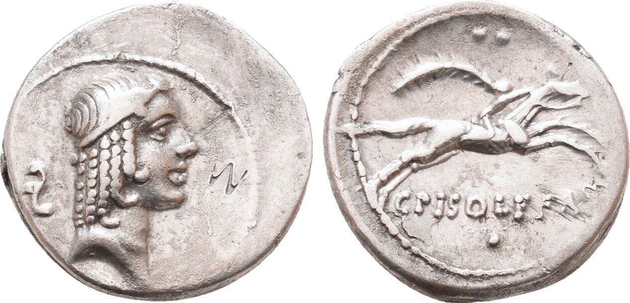 L Calpurnius Piso Frugi Denarius V Chr Roma Ss Ma Shops