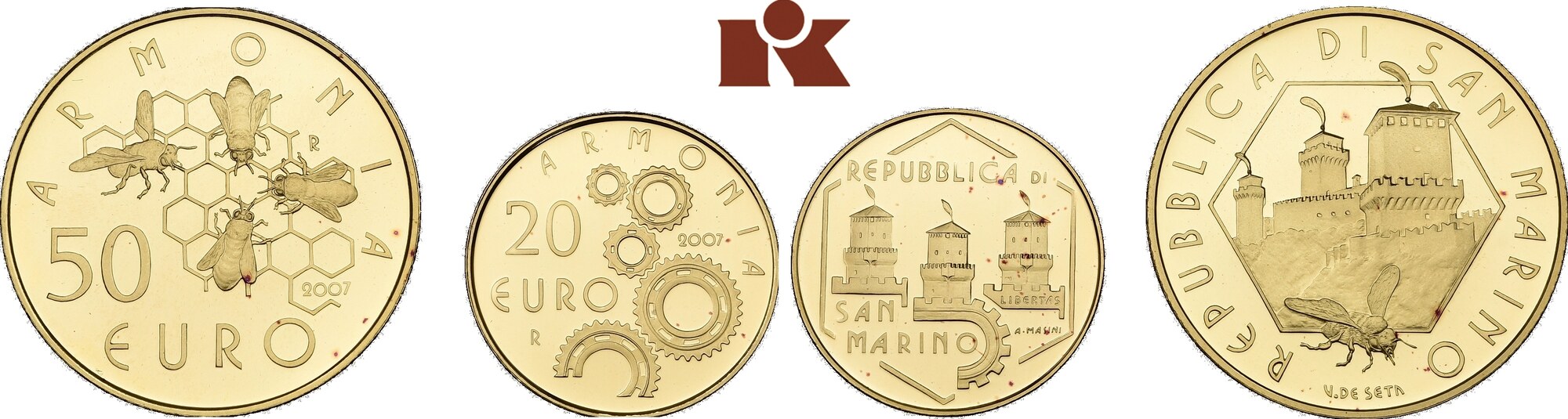 San Marino Set Von Und Euro Republik Polierte Platte Im