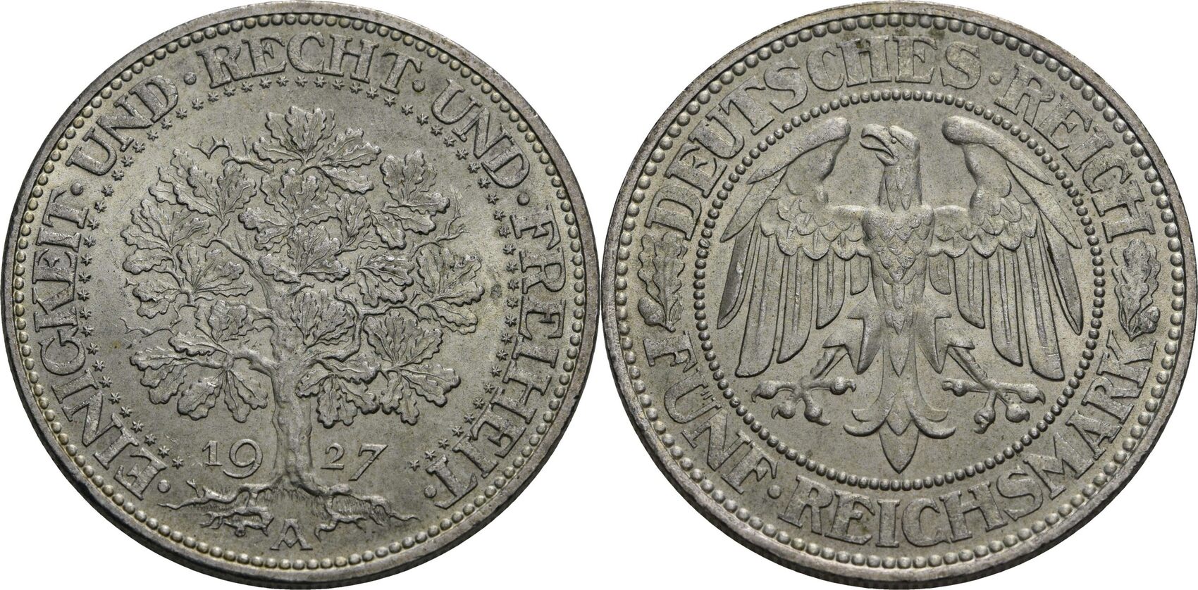 Weimarer Republik 5 Reichsmark A Berlin 1927 Vz Winz Kratzer MA Shops