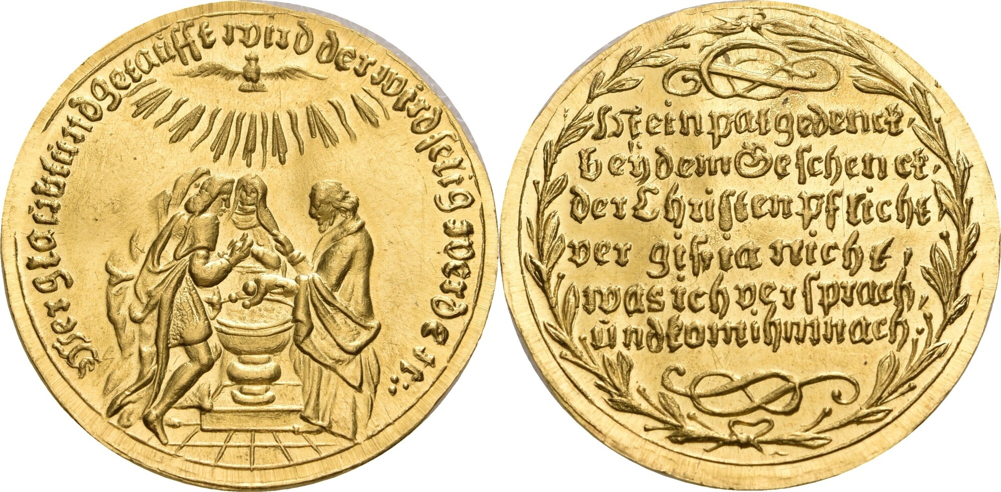 Taufe Goldmedaille zu 3 Dukaten o J um 1700 wohl späte unsigniert