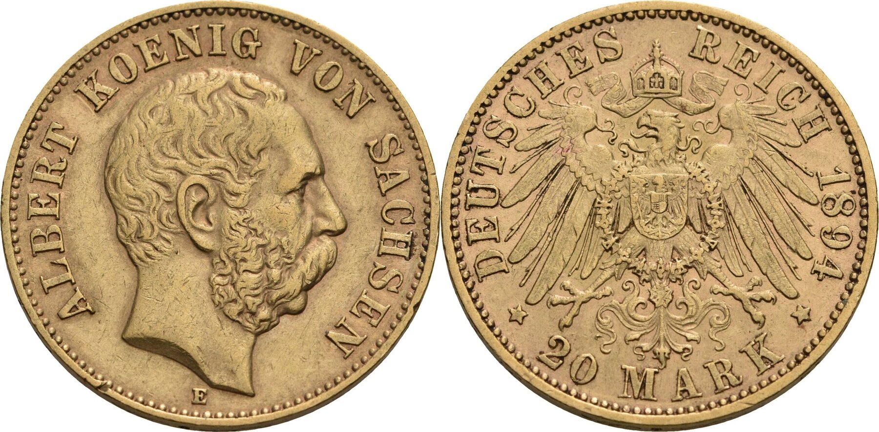 Sachsen 20 Mark E Muldenhütten 1894 Albert 1873 1902 ss kl