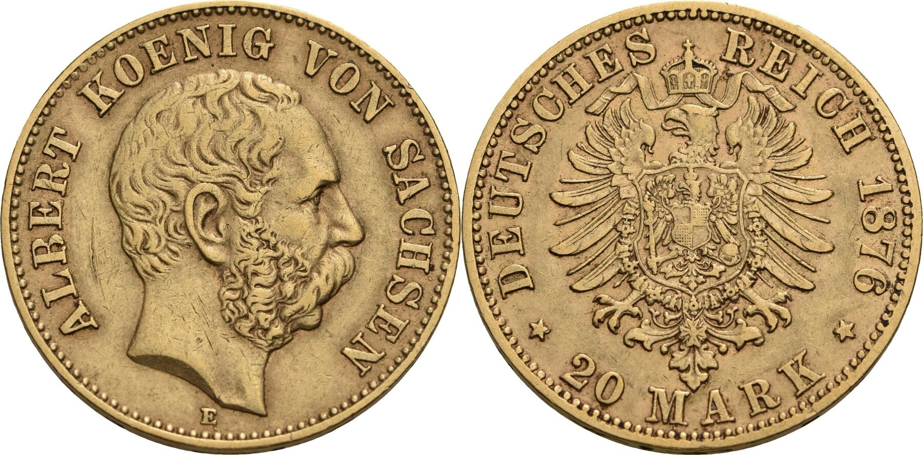 Sachsen 20 Mark E Muldenhütten 1876 Albert 1873 1902 ss kl Kratzer