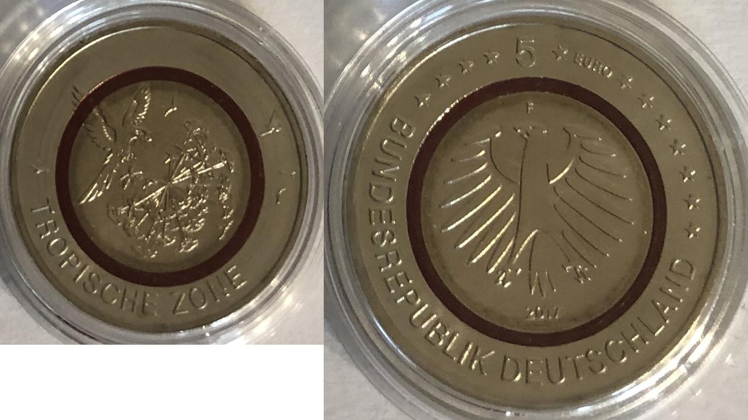 Bundesrepublik Deutschland 5 Euro 2017 F Tropische Zone Prfr MA Shops