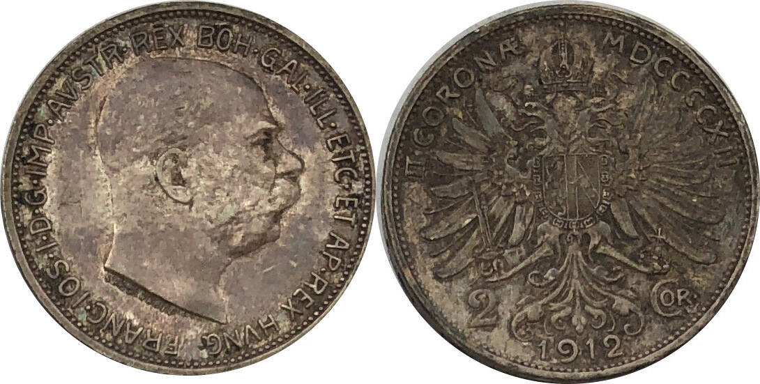 Österreich 2 Kronen 1912 Kaiser Franz Joseph I ss vz kl Rdf MA Shops