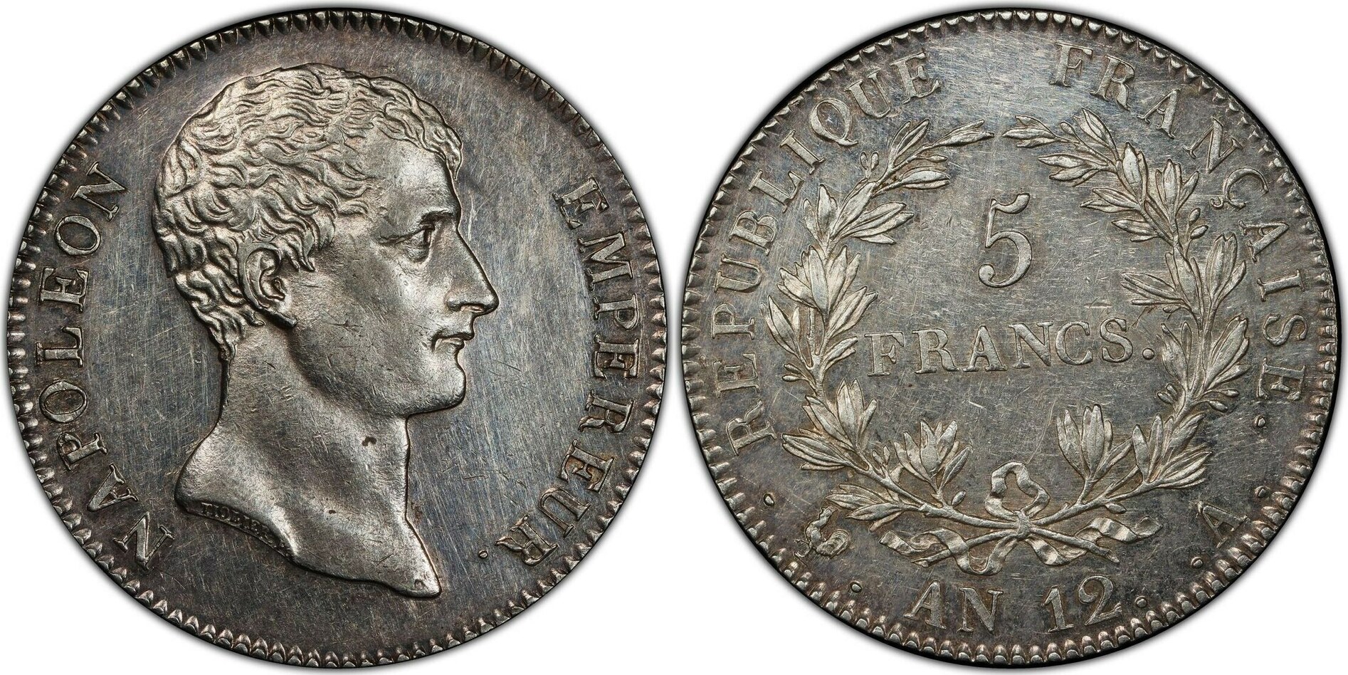 France 5 Francs Napoléon type intermédiaire AN12 Paris unz Première