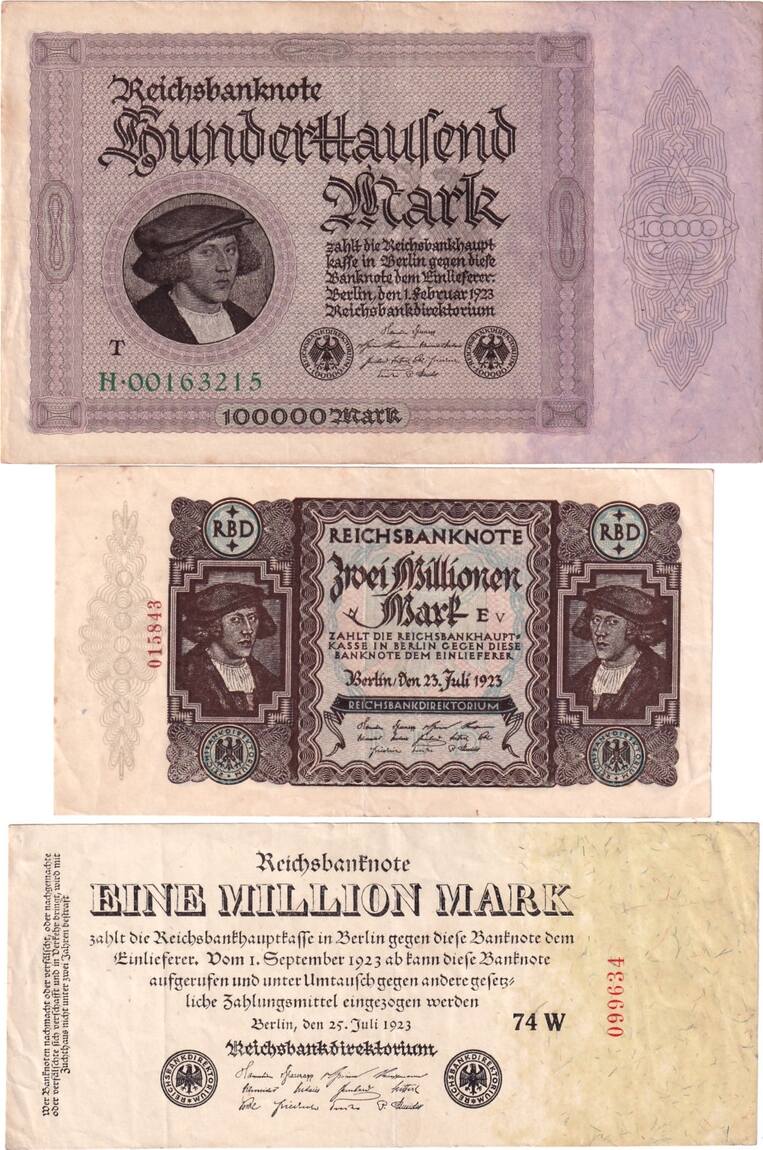 Banknoten Million Mark Lot Deutsche Reichsbank X Banknote Inflation