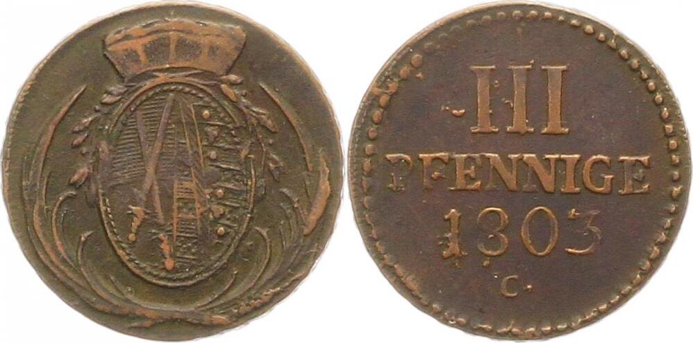 Sachsen Albertinische Linie Pfennig C Friedrich August Iii