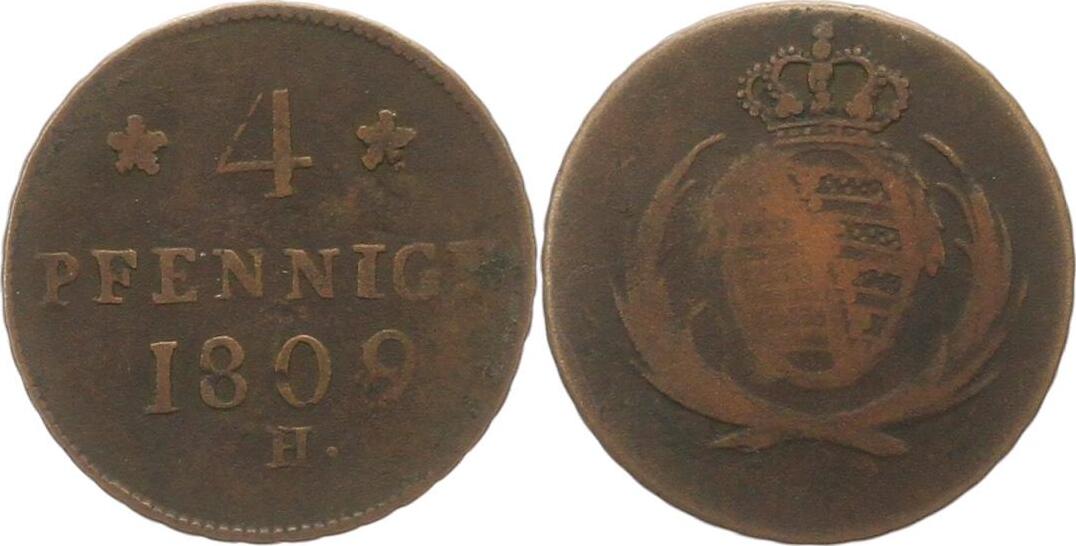 Sachsen Albertinische Linie 4 Pfennig 1809 Friedrich August I 1806